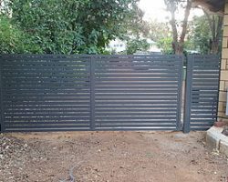 Single Swing Electric Vehicle Gate & Fence Infill Single Swing Electric Vehicle Gate & Fence Infill